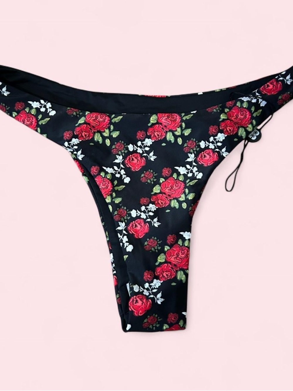 Blackbough Black Floral Tie-Side Bikini Bottoms